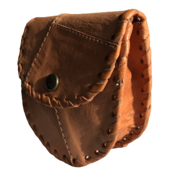 Vintage Tan Real Leather Patchwork Coin Wallet - Picture 8 of 8